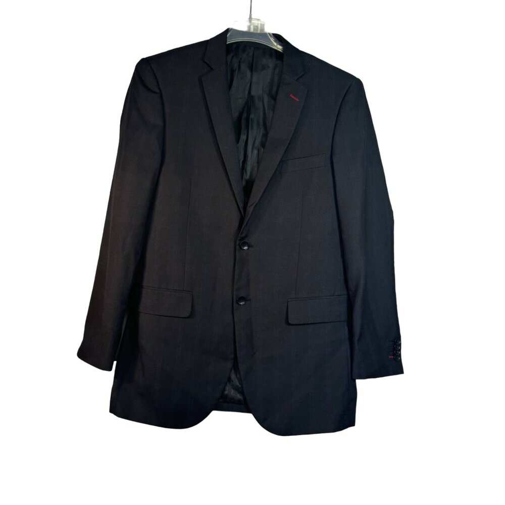 Bocaccio Uomo Men's Black Windowpane Blazer Jacket 40L Polyester/Rayon Blend